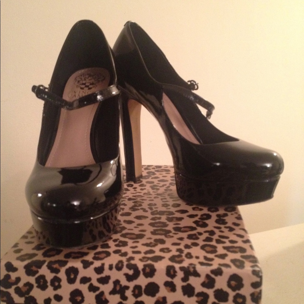 Vince Camuto Black Patent Leather Mary Jane Heels